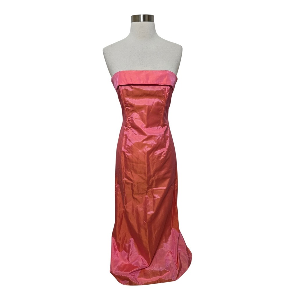Jess‎ McClintock Gunne Sax Y2K Vintage Strapless Gown Pink Satin Prom Dress 3